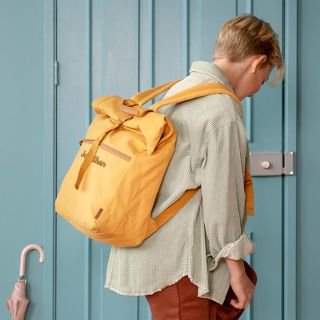 Personalisierbarer Rucksack aus recycelter Baumwolle gelb 