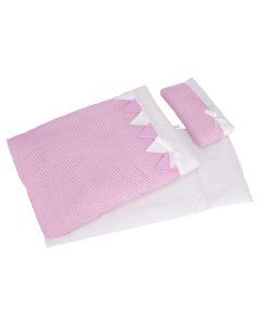 Puppenbettwäsche 3-teilig rosa-weiß