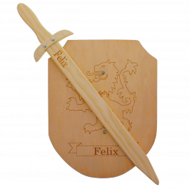 Holzschwert mit Namen Spielschwert personalisiert Ritterschwert Gravur 